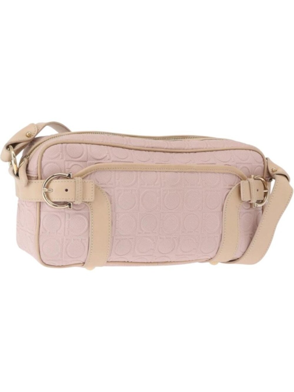 Salvatore Ferragamo Gancini Shoulder Bag Leather Pink Gold
